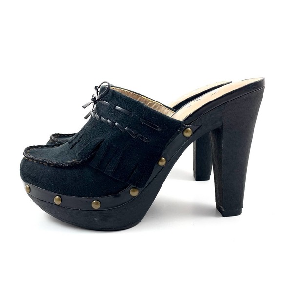 90's vintage L.E.I platform Mary Jane black tassel clogs - Picture 1 of 11